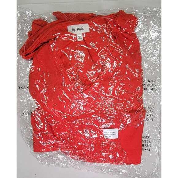 la Miel T-Shirt Red V-Neck Raw Hem Short Sleeve New - Picture 8 of 9